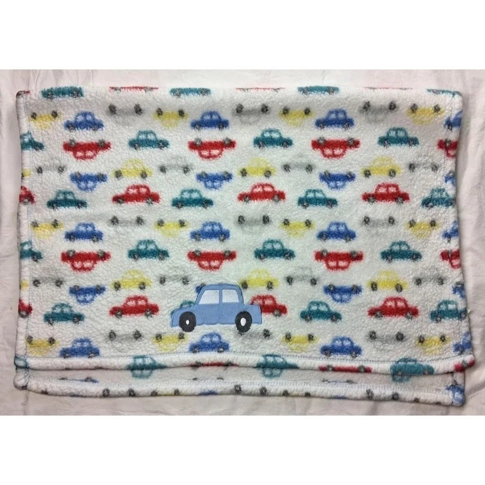 Baby Gear Car Blanket White Sherpa Blue Red Yellow Green Boy 30x40 Security htf‎